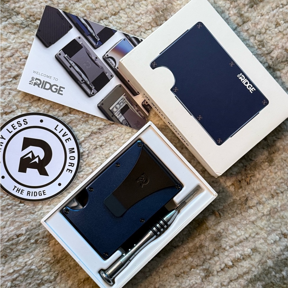 Ridge Navy Blue Minimalist Wallet with Tool